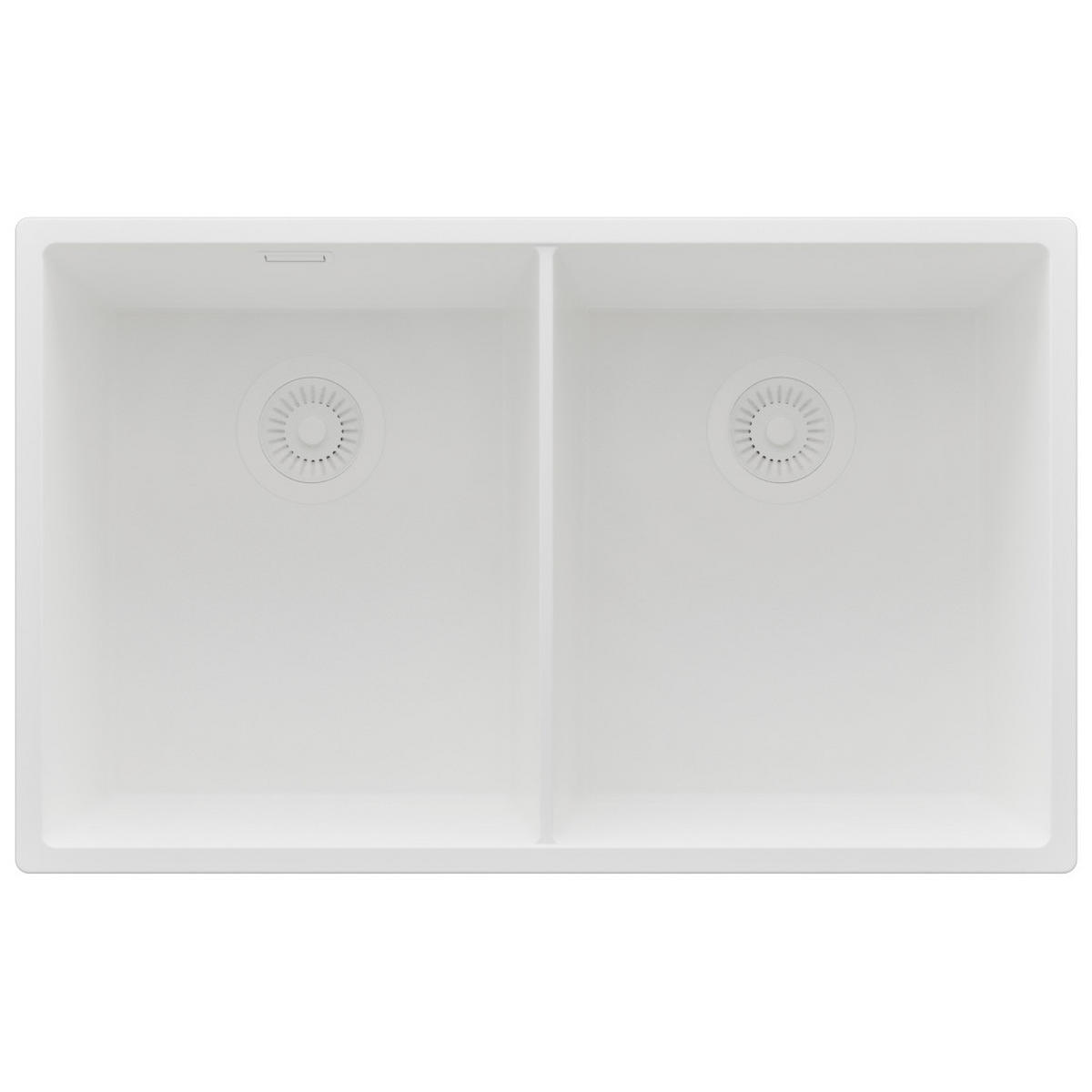 UNTERBAUSPÜLE GRANIT London Twin, 2-er set Alles Weiß 76/47 cm 2 Becken + Ablauf-Set ab 80er Unterschrank - Weiß, Kunststoff (76/20/47cm) - Primagran