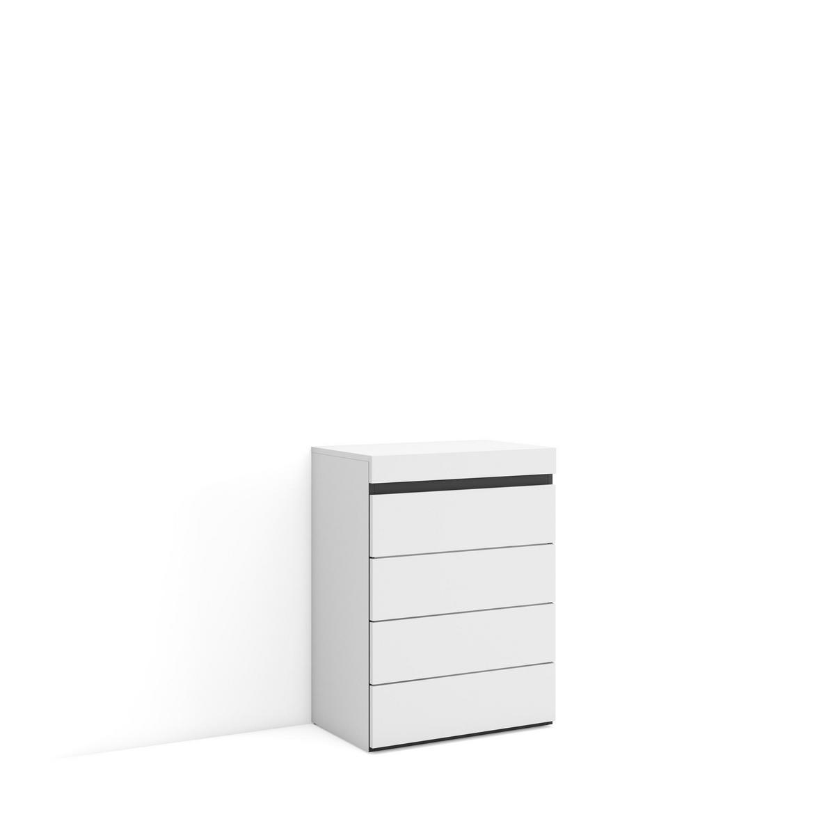 KOMMODE mit Schubladen, Sideboard Schrank, weiß und schwarz, 35/57/75cm - Weiß, Holzwerkstoff (57/75/35cm) - Skraut Home