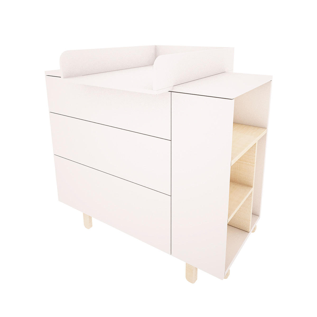 POKOJ PRO MIMINKO 3DÍLNÝ Romy Bílá - bílá, kompozitní dřevo (145/99/75cm) - Petits-meubles