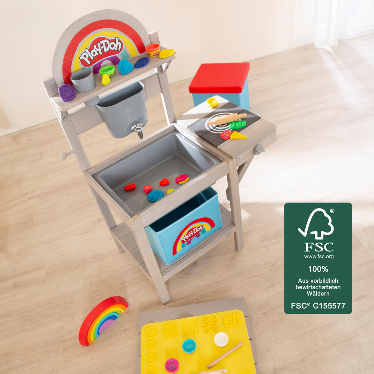 MATSCHKÜCHE roba x Play-Doh - Grau, Holz (65/35cm) - Roba
