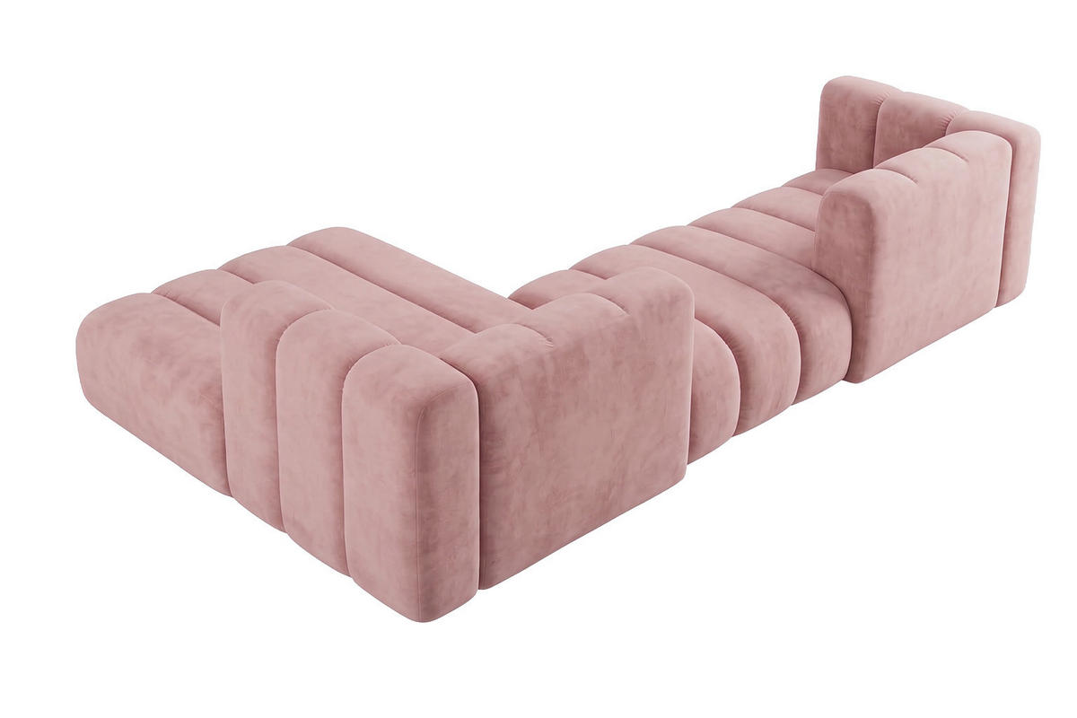 ECKSOFA Modulares In L-Form, Velvet-Stoff Riviera, Hellrosa, Links, GRAND 319 cm - Hellrosa, Holz (319/175cm) - Kaiser Möbel