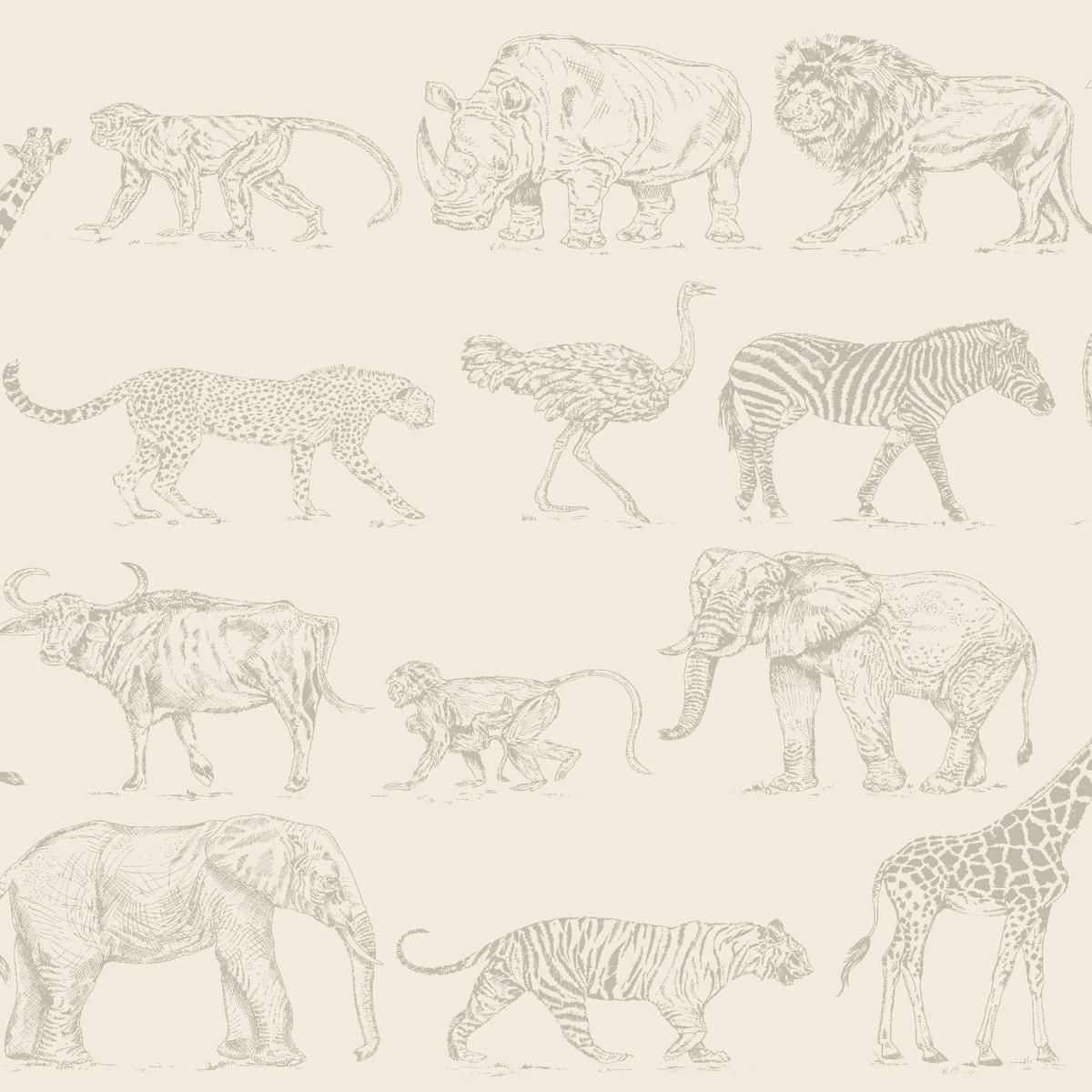 VLIESTAPETE Safari 1000x53cm - Taupe/Beige, Papier/Kunststoff (53/1000cm) - Boutique