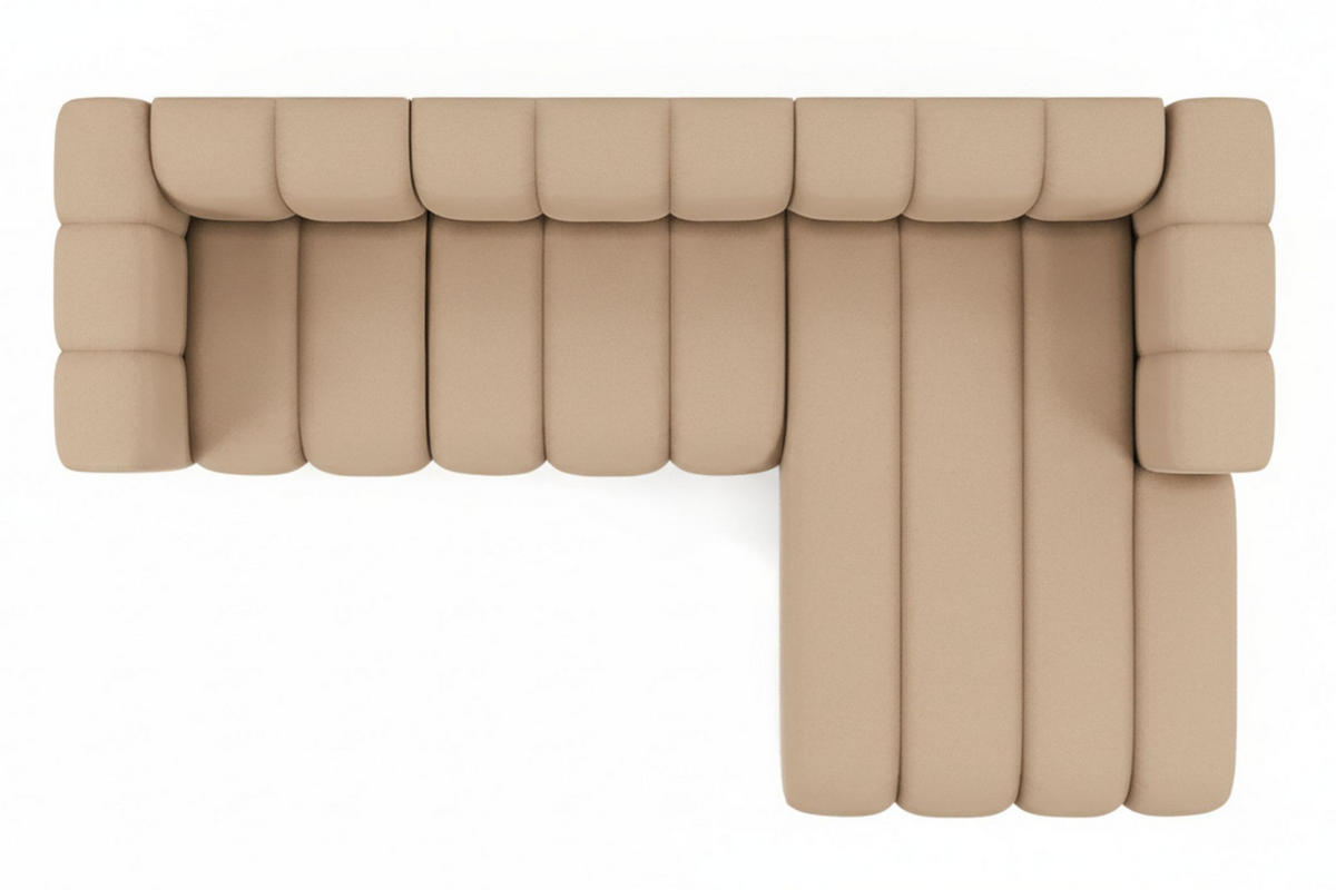 ECKSOFA L-Form Grand L 287 cm, Veloursstoff Salvador, Beige, Rechts - Beige, Holz (287/179cm) - Kaiser Möbel
