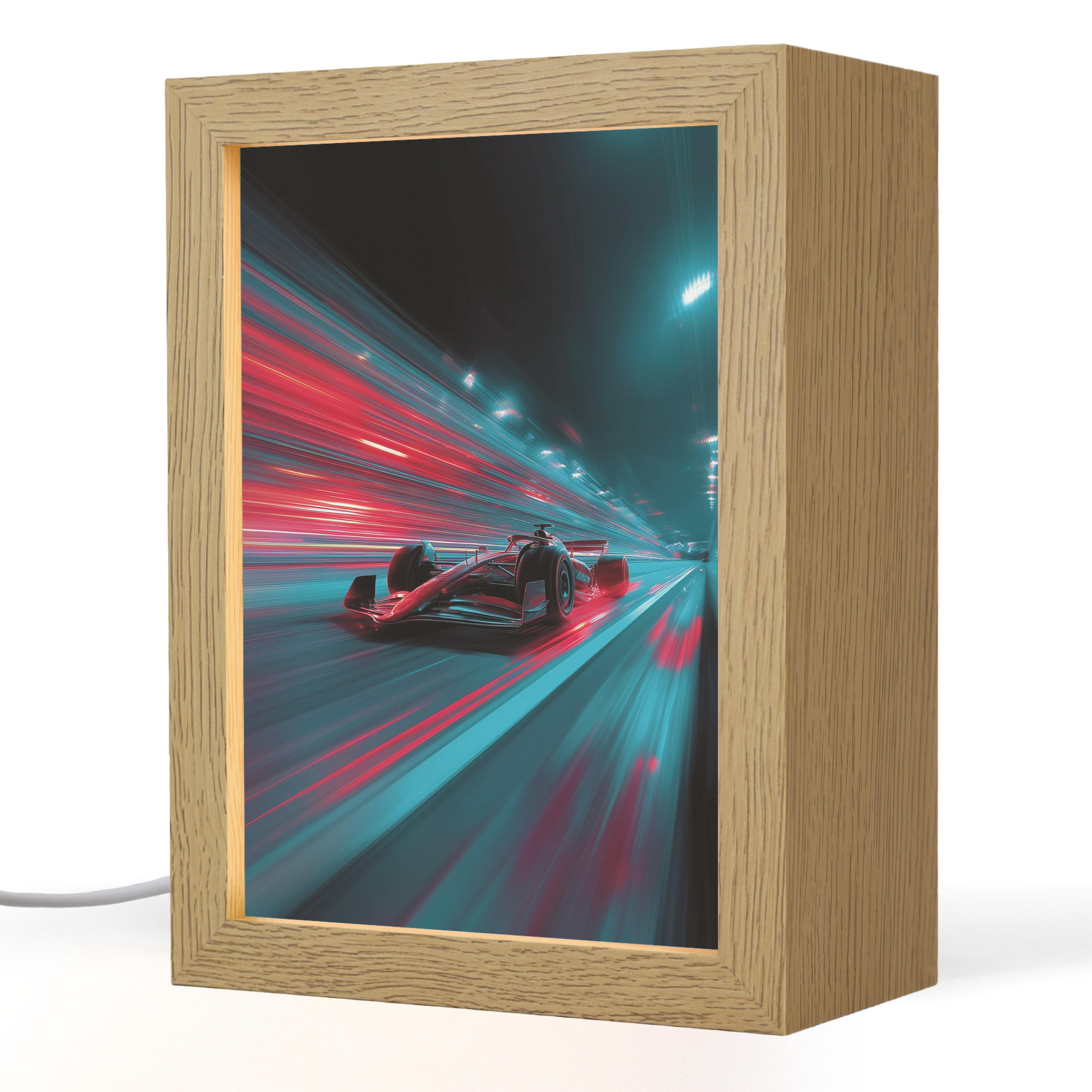 NACHTTISCHLAMPE Rennwagen - Rot - Geschwindigkeit 15x20 cm - Türkis, Holzwerkstoff (8/15/20cm)