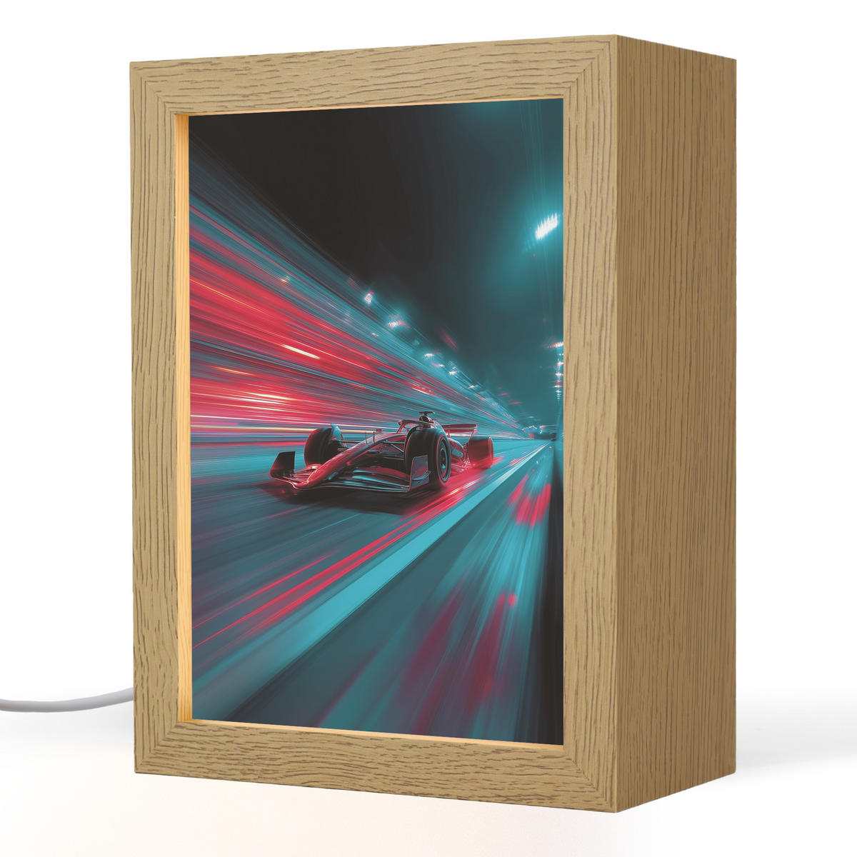 NACHTTISCHLAMPE Rennwagen - Rot - Geschwindigkeit 15x20 cm - Türkis, Holzwerkstoff (8/15/20cm)