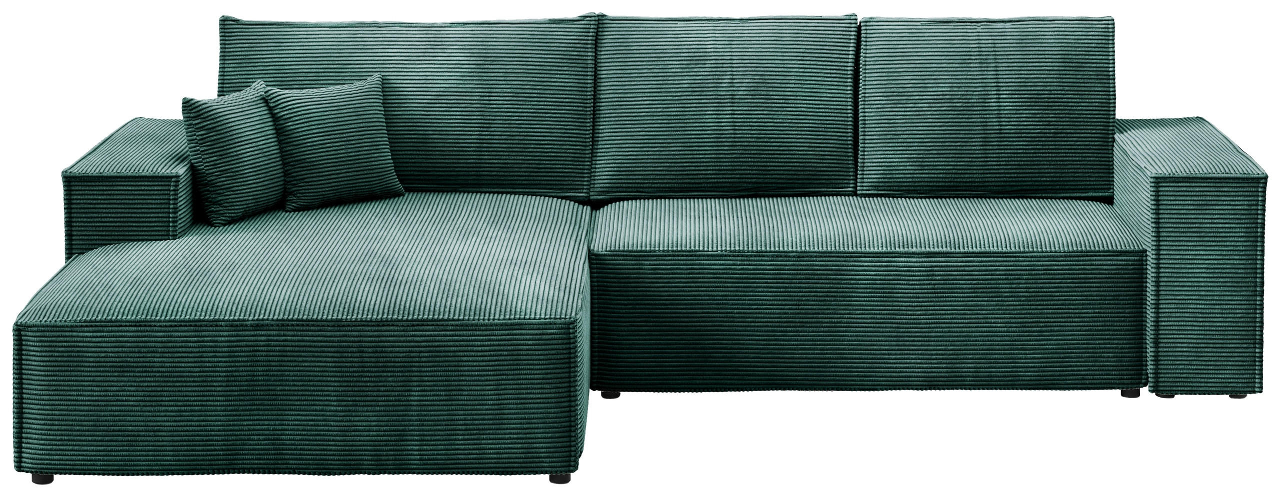 ECKSOFA Pablo mit Schlaffunktion Grün Cord - Grün, Textil (294/185cm) - Bromarkt