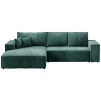 ECKSOFA Pablo mit Schlaffunktion Grün Cord - Grün, Textil (294/185cm) - Bromarkt