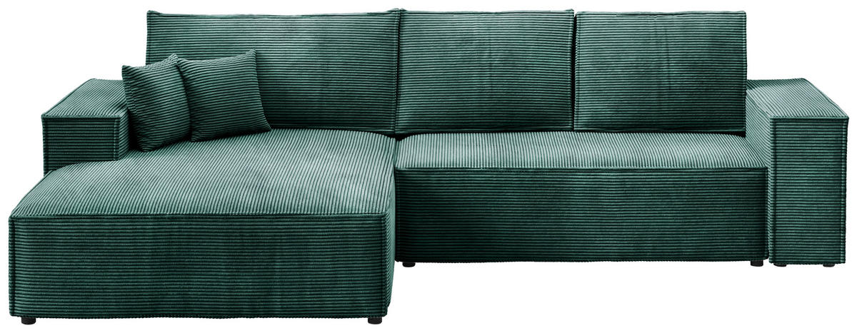 ECKSOFA Pablo mit Schlaffunktion Grün Cord - Grün, Textil (294/185cm) - Bromarkt
