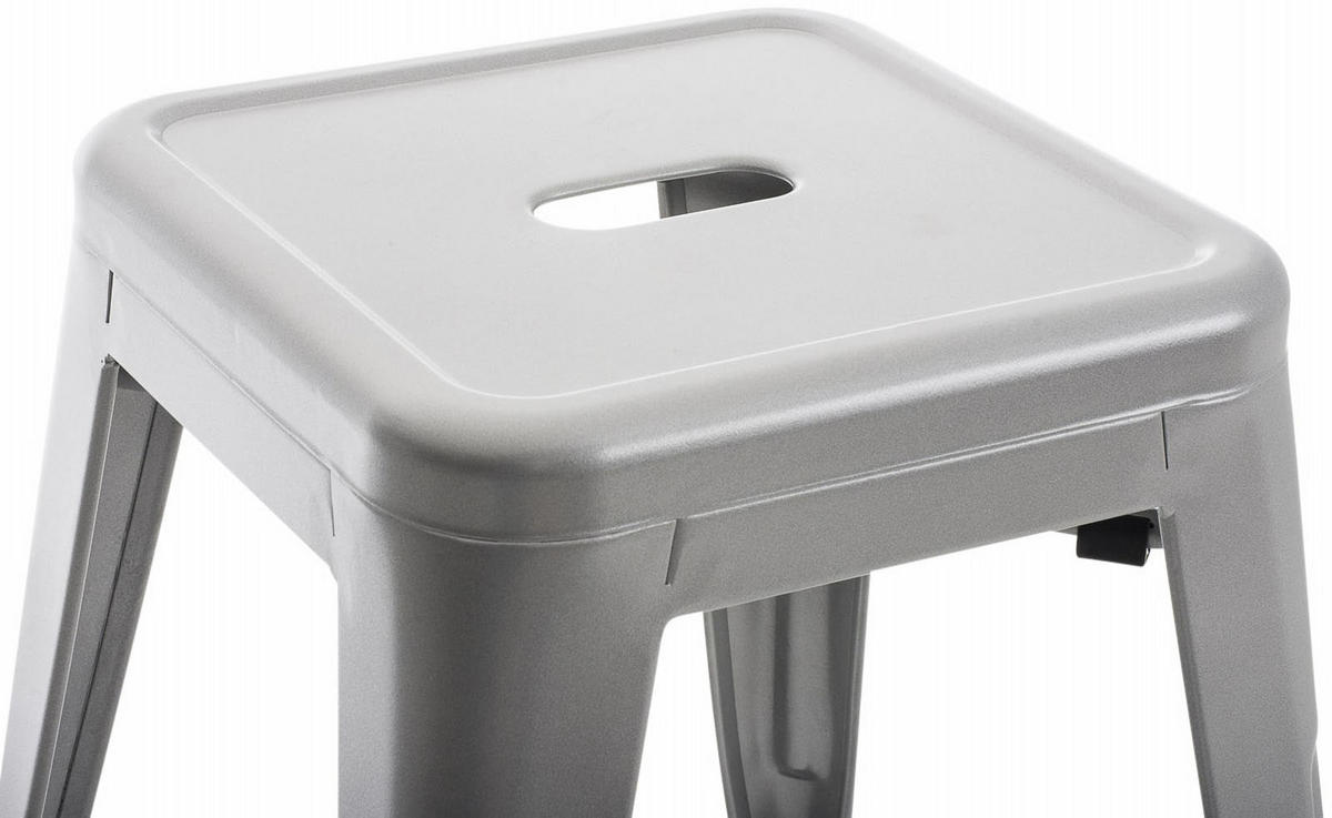 SITZHOCKER 4er Set Arvida silber - Grau, Metall (40/46/40cm) - TPFLiving