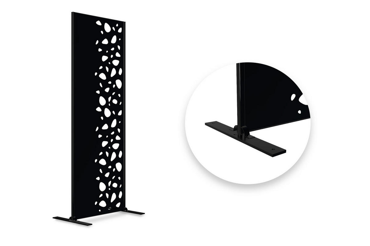 SICHTSCHUTZPANEELE dekorativ 2er-Set Sunny schwarz H.160cm, rechte Seite mit Muster - Schwarz, Metall (60/160cm) - Casanoov