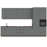 KÜCHENZEILE 400 cm –Sorento K87-M400 - in Grün / Matt - Schwarz/Grün, Holz/Holzwerkstoff (400/247/58cm)