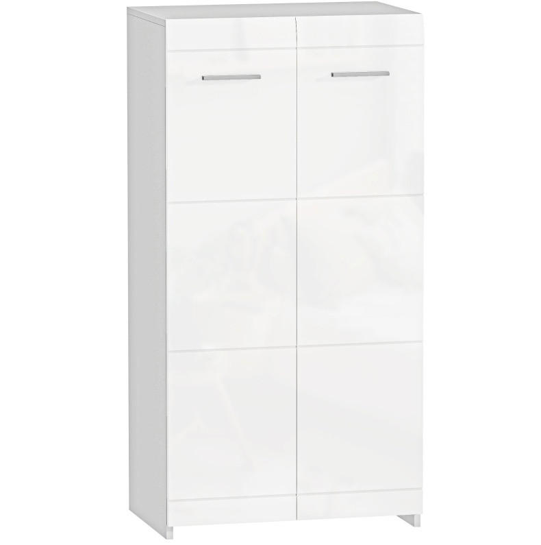 OKWISH BOTNÍK 55/36/108 cm lesklá bílá z dřevotřísky s nastavitelnými policemi