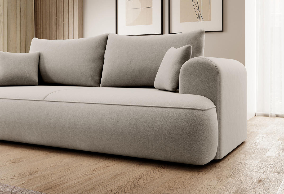 SCHLAFSOFA Ovo Cremeweiß Velours - Creme, Textil (250/98/110cm) - Selsey