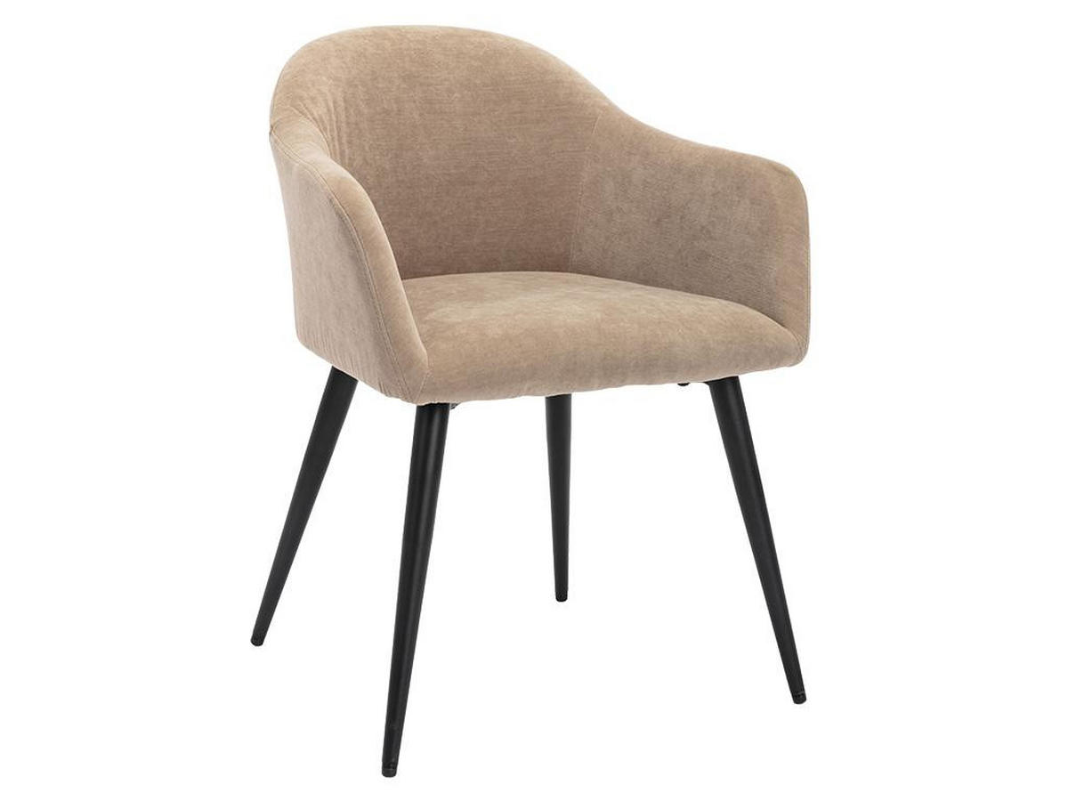 STUHL 6er-Set mit Armlehnen - Samt-Optik & Metall - Beige - BIBO - Beige, Textil (54/73/57.5cm) - Vente-Unique