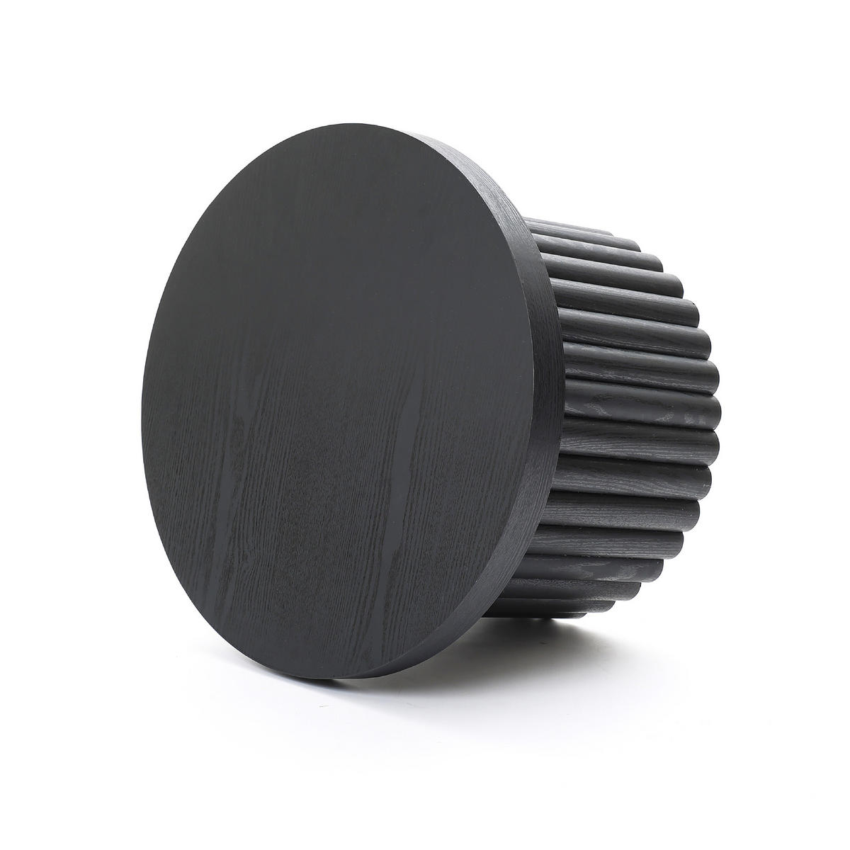 COUCHTISCH Rund, Schwarz aus MDF mit PU-Holzdessin | Ø60 x H40 cm - Schwarz, Holz (60/60/40cm)