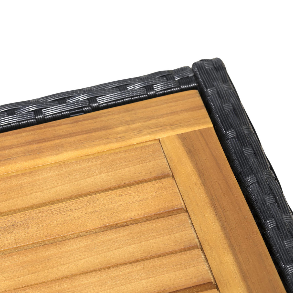GARTENESSGRUPPE DE-13570 7-teilig mit Tisch & 6 Stühlen, Acacia-Holz Schwarz/Beige - Schwarz, Metall - ComfortXL
