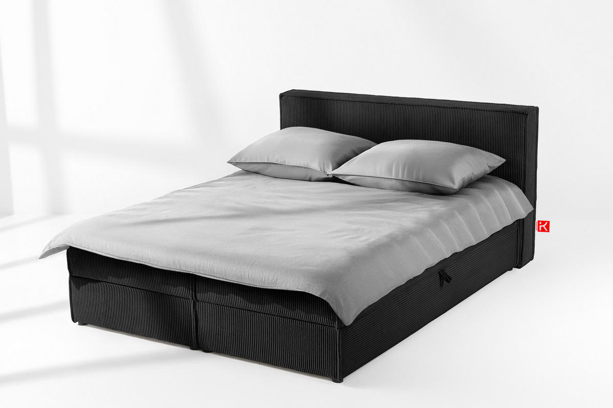 BOXSPRINGBETT ROTI mit Stauraum, schwarz - Schwarz, Holz/Holzwerkstoff (160/200cm) - KONSIMO®
