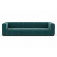 COUCH, Viersitzer-Sofa Grand, Veloursstoff Salvador, Azurblau - Blau, Holz (290/70/93cm) - Kaiser Möbel