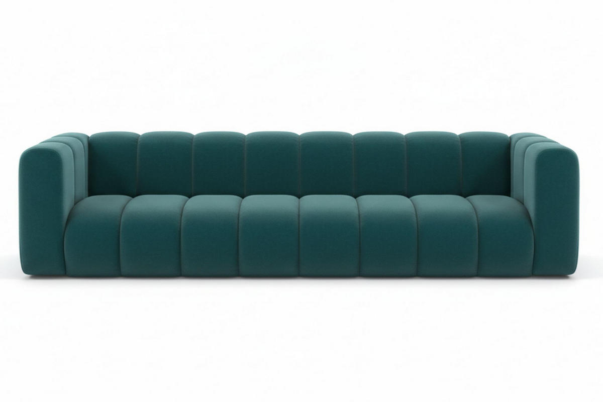 COUCH, Viersitzer-Sofa Grand, Veloursstoff Salvador, Azurblau - Blau, Holz (290/70/93cm) - Kaiser Möbel