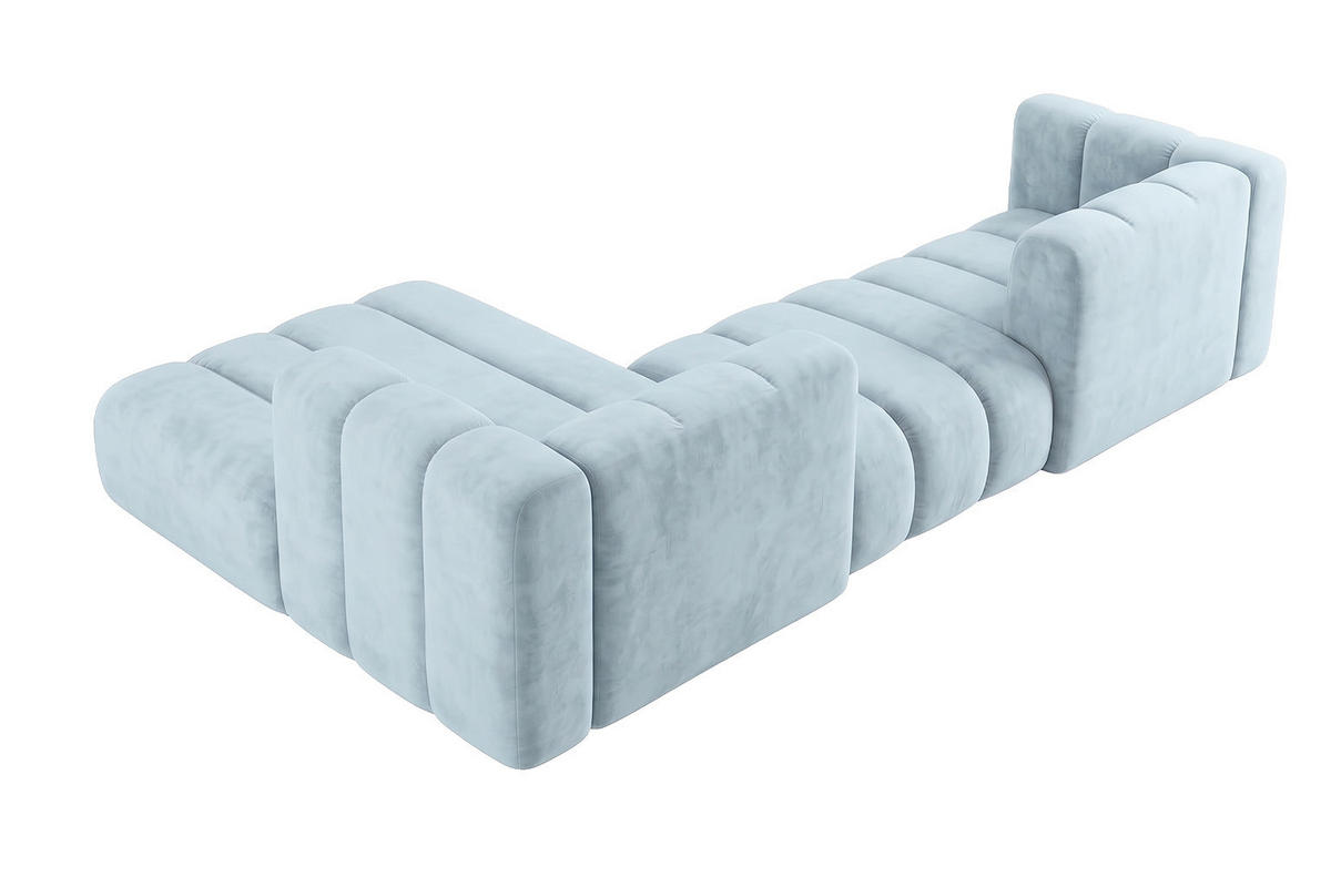 ECKSOFA Modulares In L-Form, Velvet-Stoff Riviera, Babyblau, Links, GRAND 319 cm - Hellblau, Holz (319/175cm) - Kaiser Möbel