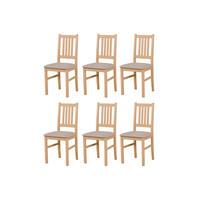 STUHL Bos 1 (6er Set) - Beige/Sonoma Eiche, Holz (43/94/40cm) - Leaf Design