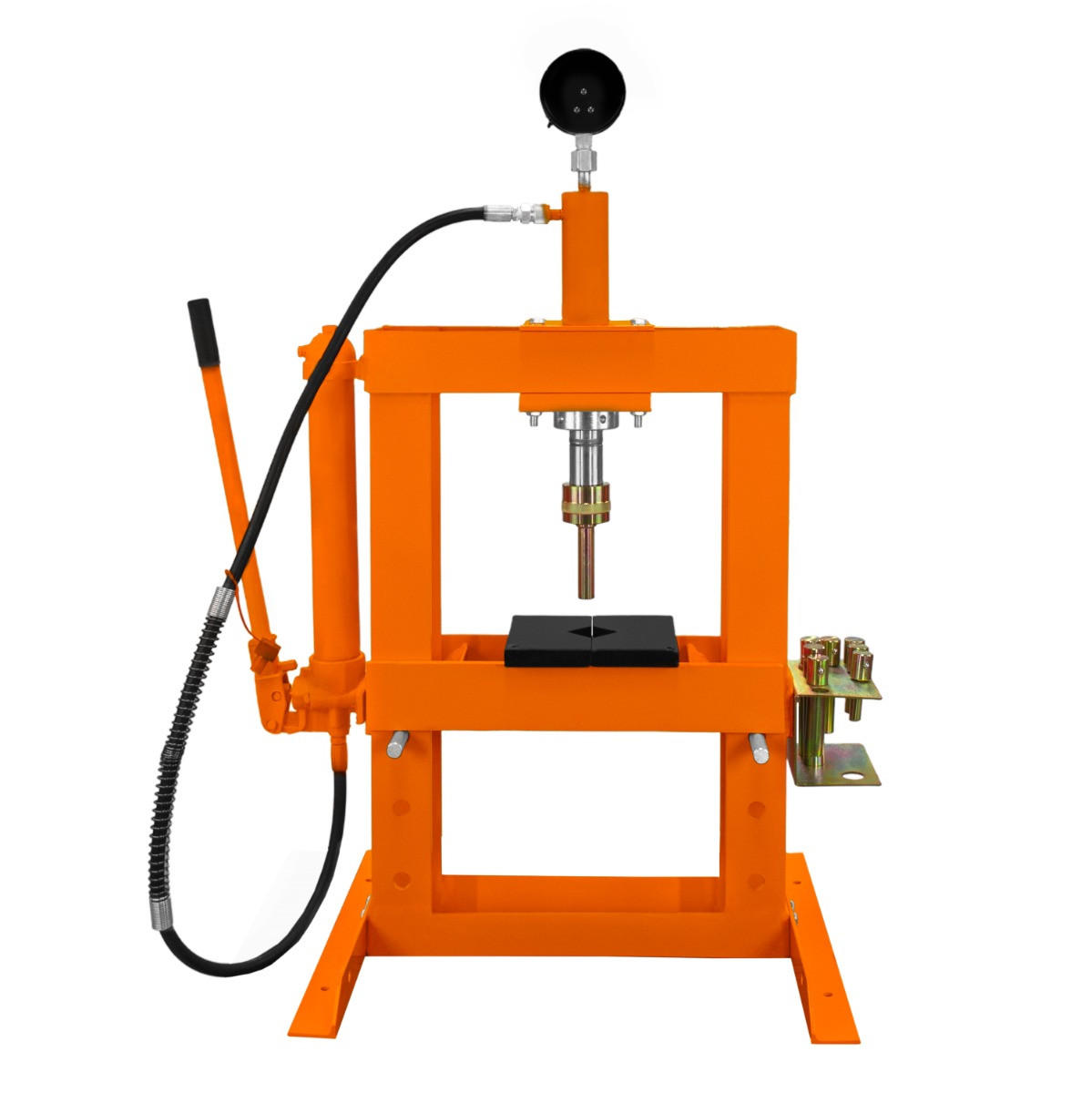 HYDRAULISCHE WERKSTATTPRESSE mit Manometer - 10 Tonne - Orange, Metall (45/65/107cm) - Monstershop