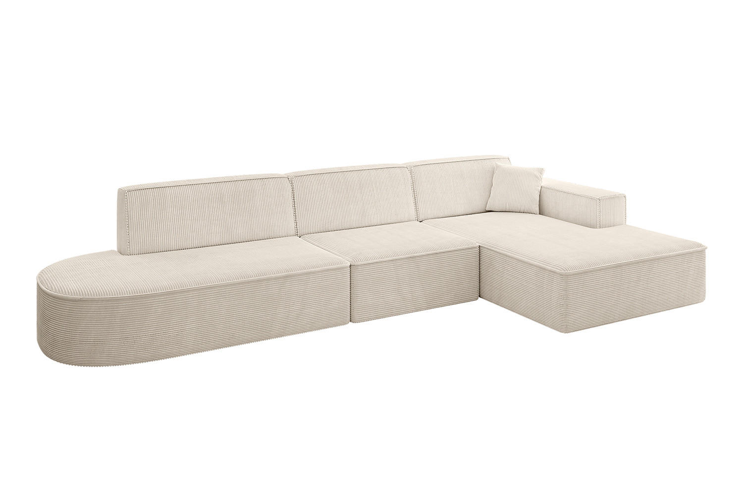 ECKSOFA Ottomane Rechts IREA-L2-v4 - 327x165x77 cm Beige - Beige, Holzwerkstoff/Textil (327/165cm) - ALTDECOR