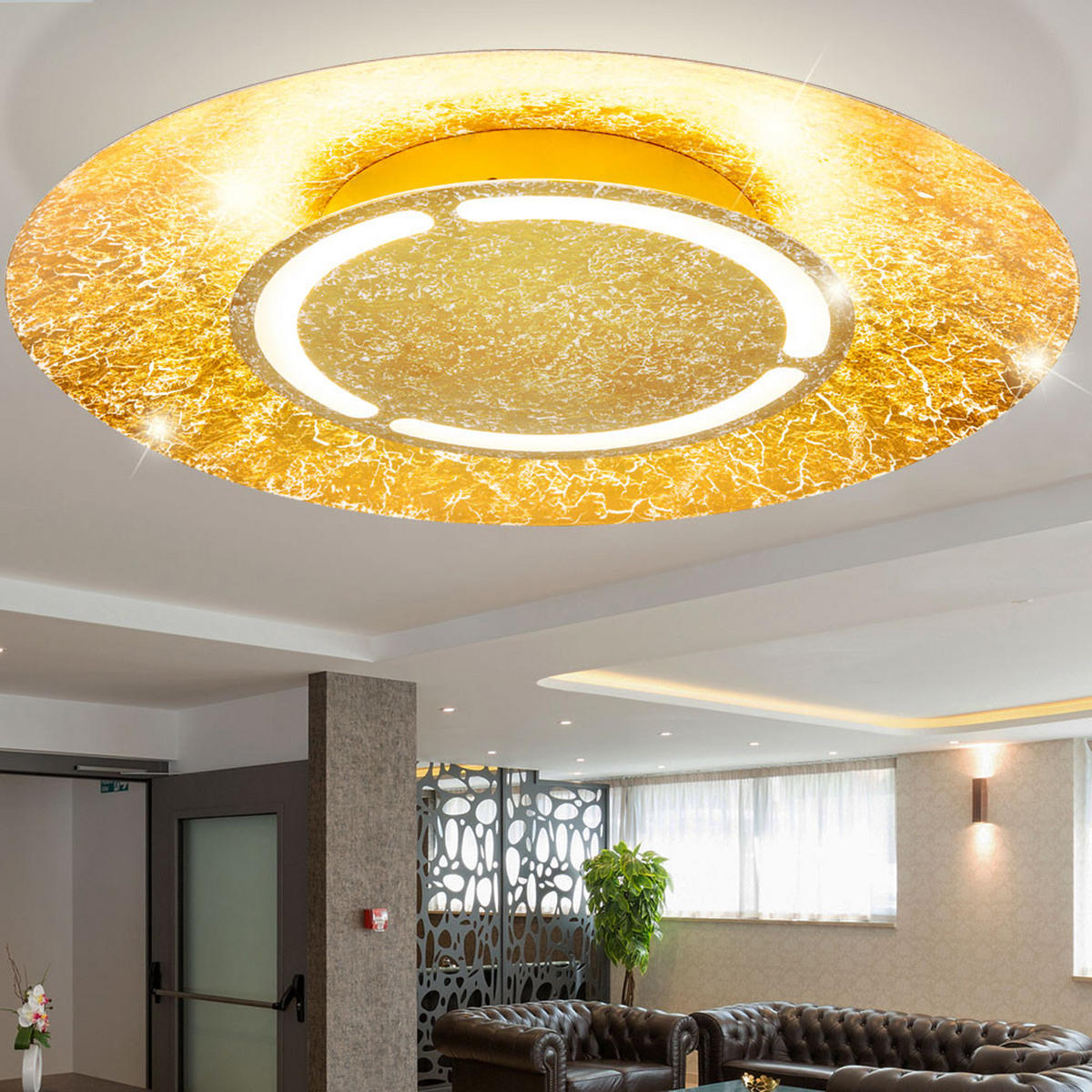 LED DECKENLEUCHTE TABEA Gold Weiß Patiniert - Goldfarben, Metall (50/50/8.5cm)