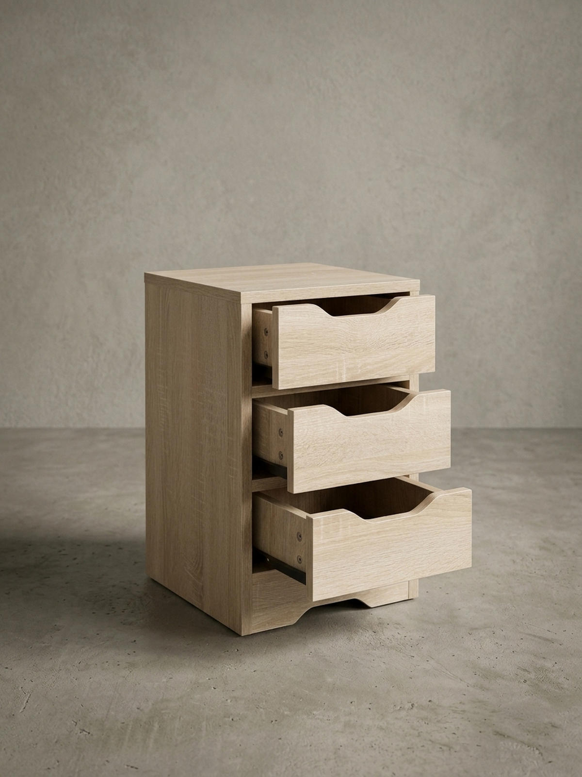 NACHTTISCH 3 Schubladen Modern Kratzfest Wasserabweisend, Beige 31x31x49 cm - Beige/Braun, Holz (31/49/31cm) - KADIMA DESIGN