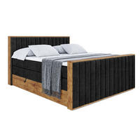 BOXSPRINGBETT mit Matratze H3|H4 und Lattenrost - LOLLI4-Z KING-160x200 - Schwarz Casablanca - Schwarz, Holzwerkstoff (160/200cm) - ALTDECOR