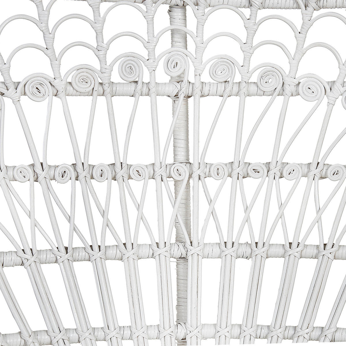 PFAUENSESSEL Rattan/Baumwolle weiß Emmanuelle - Weiß, Naturmaterialien/Textil (120/150/50cm) - Beliani