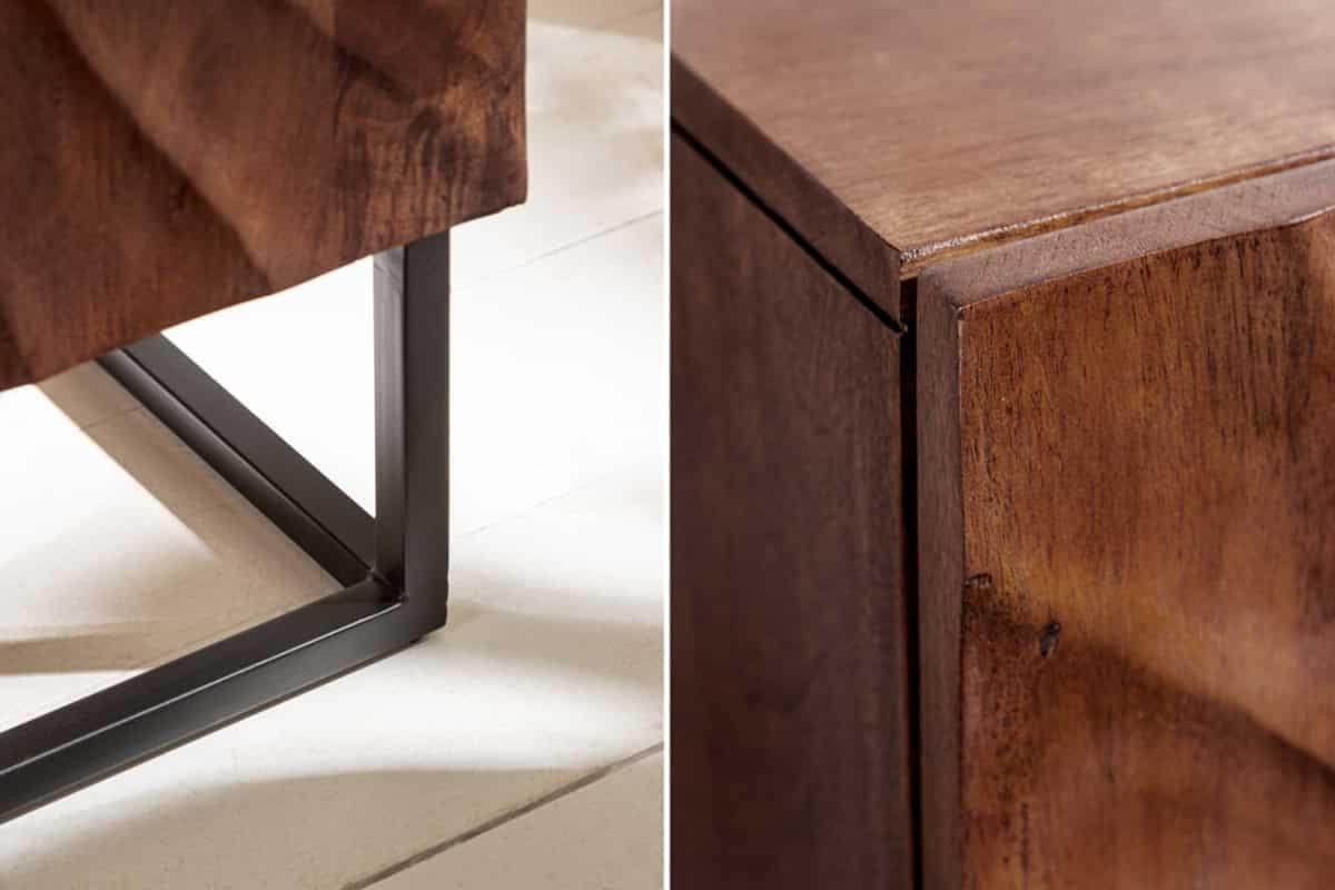 HIGHBOARD SCORPION Akazie Dunkelbraun 120cm - Schwarz/Braun, Holz/Metall (100/120/38cm) - riess-ambiente