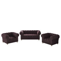 SITZGARNITUR CHESTERFIELD 2+1+1 Elegant Klassisch Schick Stoff Whisper Rotwein - Rot, Holz (152/77/90cm) - Kaiser Möbel