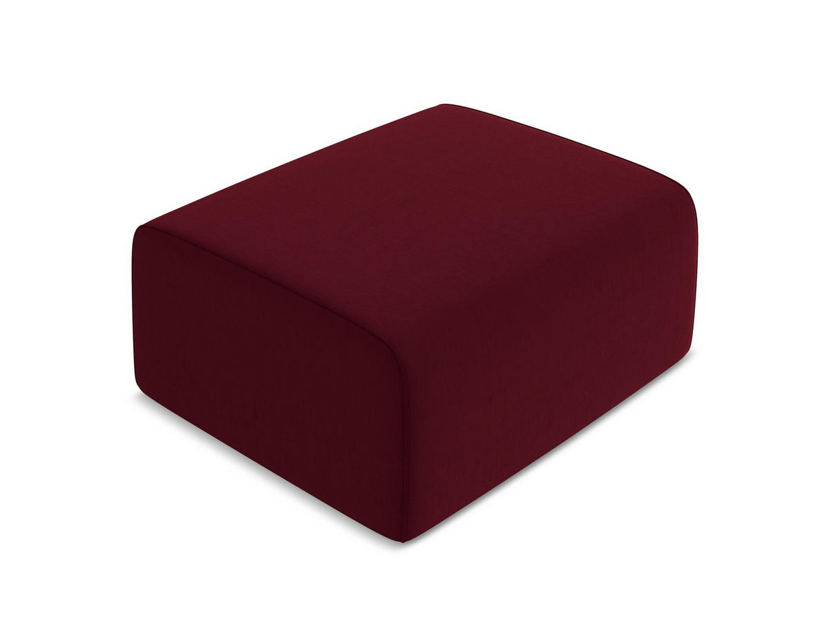 POUF Samt Stoff Rot - Bordeaux/Beige, Kunststoff/Textil (90/80/60cm) - Makamii