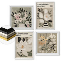 WANDBILDER 4er-Set - 50x50 cm & 40x60 cm Weißer Rahmen - Retro-Blumen aus Städten rund um die Welt - Weiß, Kunststoff (50/50cm) - ArtPrintCave