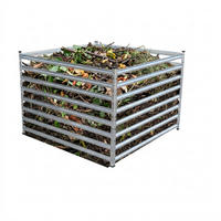 COMPOSTOR Argintiu oțel galvanizat 100x100 cm - argintiu, material plastic/metal (100/91.3/100cm) - Relaxdays