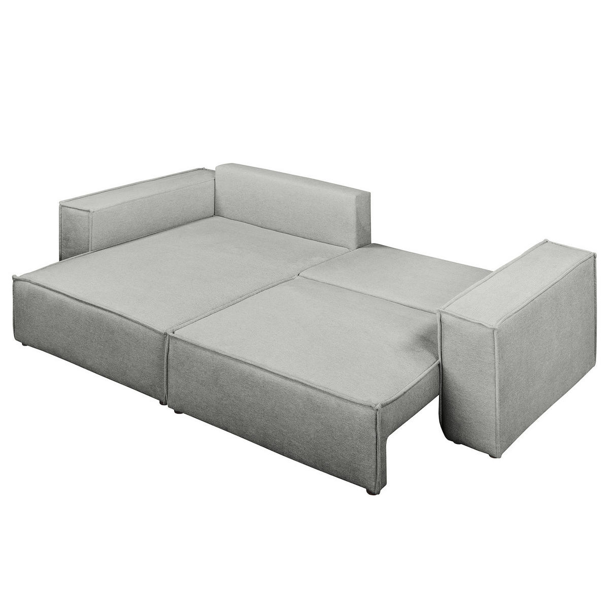 ECKSOFA mit Schlaffunktion - 255 cm - Dunkelgrau/Schwarz, Kunststoff/Textil (255/148cm) - home24