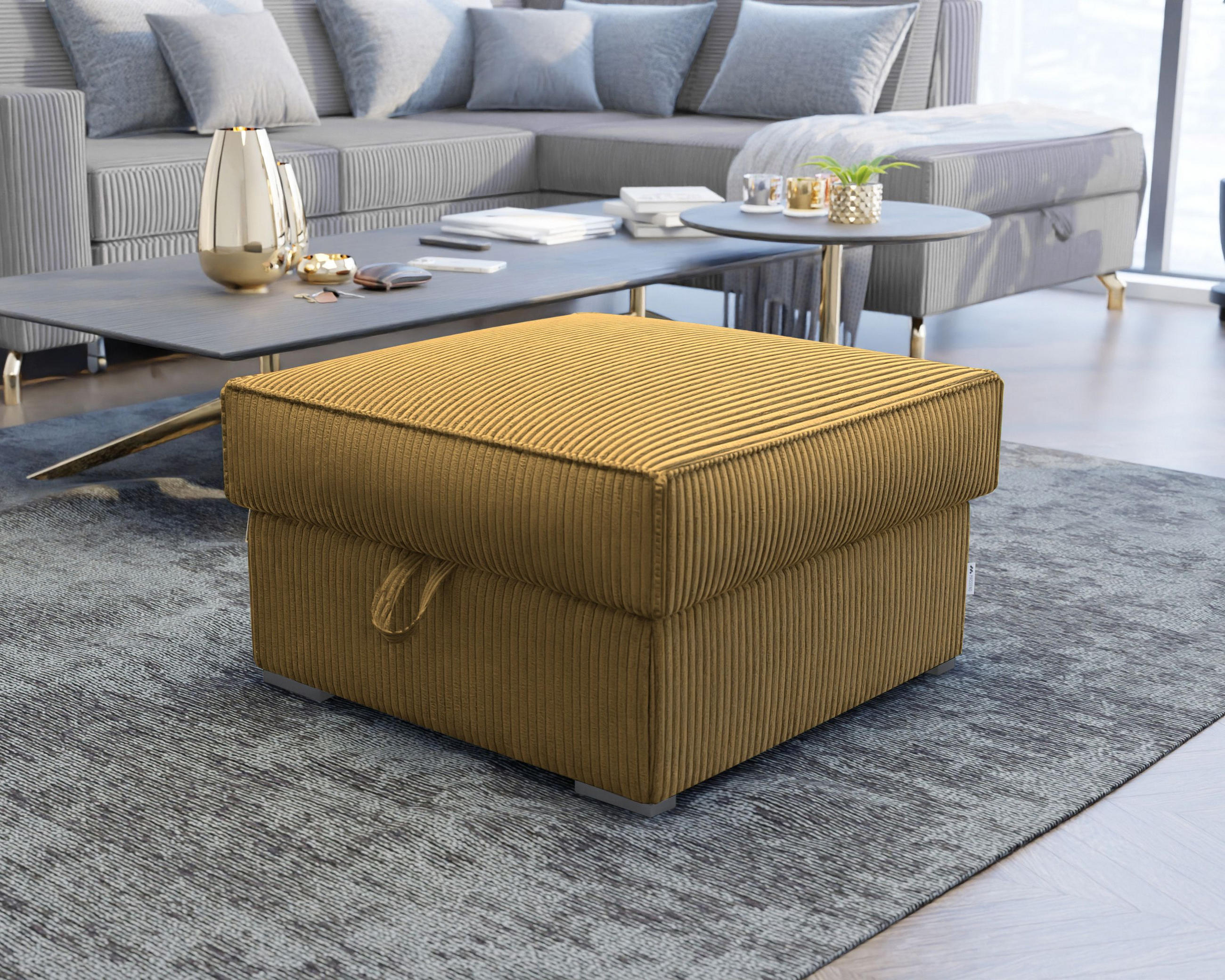 POUF FERA Gelb 65x65 cm - Gelb, Textil (65/38/65cm) - MASSENO