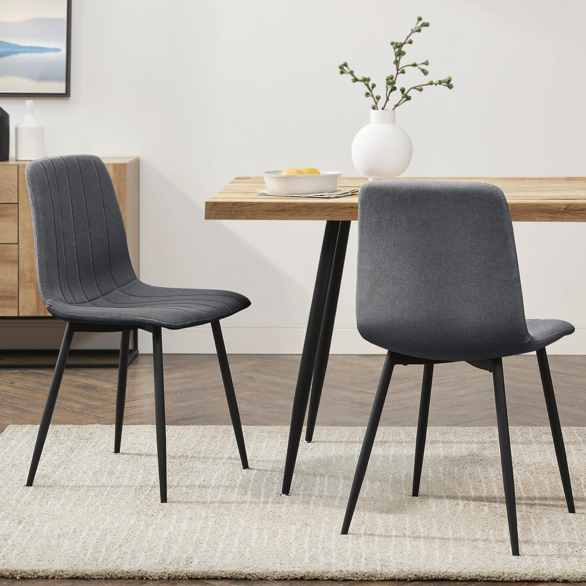 ESSZIMMERSTUHL-SET 2 TLG. Elsern - Hellgrau, Metall (43/89/51cm) - [en.casa]