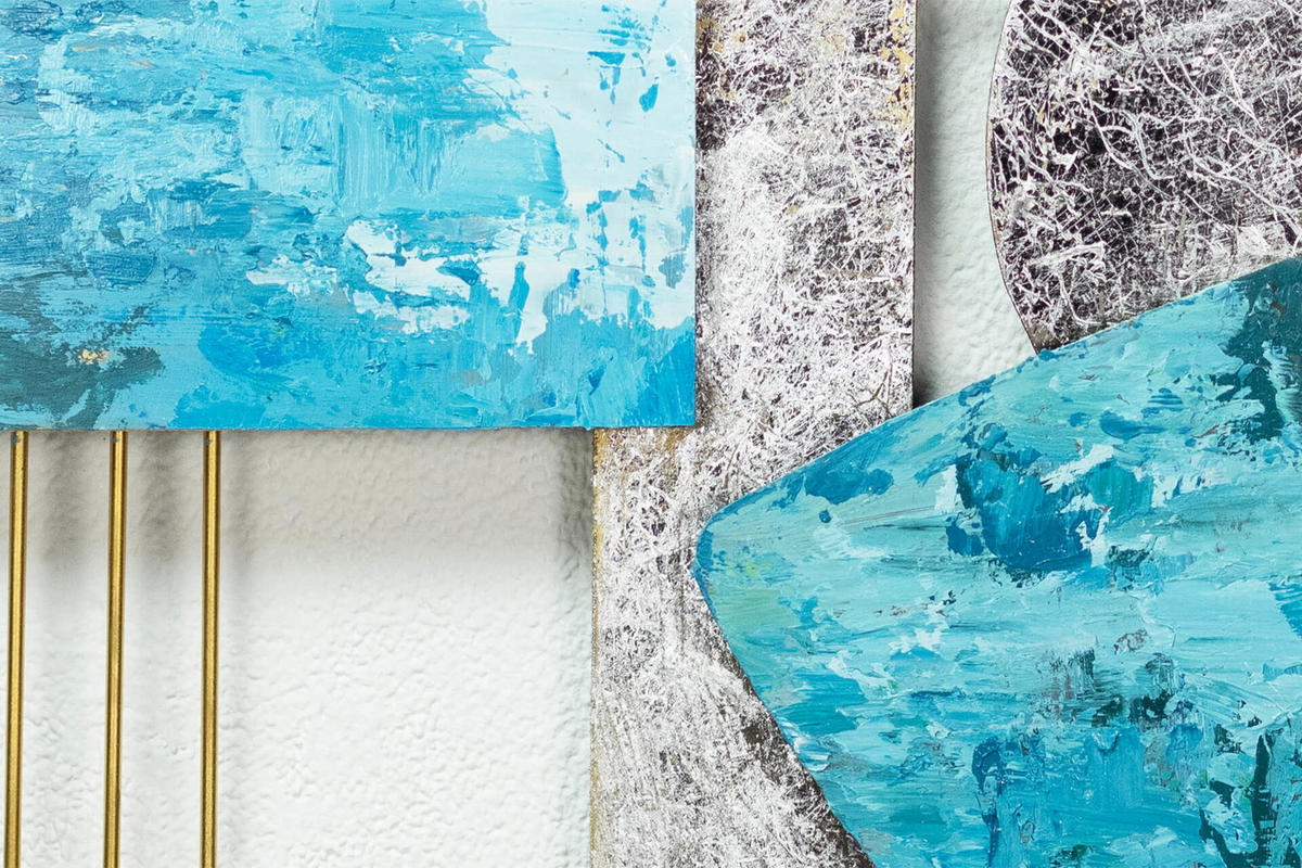 WANDDEKO Blau 80/60 cm - Blau/Silberfarben, Metall (1.47/60/3cm) - KUNSTLOFT