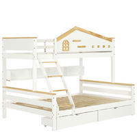 ETAGENBETT Modell Fenster Weiß Natur - Naturfarben, Holz (140/200cm) - ComfortXL