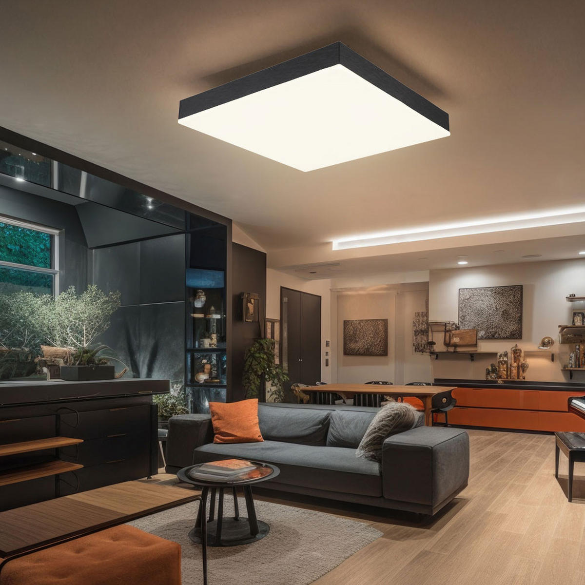 LED DECKENLEUCHTE Doro Metall Schwarz Weiß - Schwarz, Metall (30/30/6.5cm) - Globo Lighting