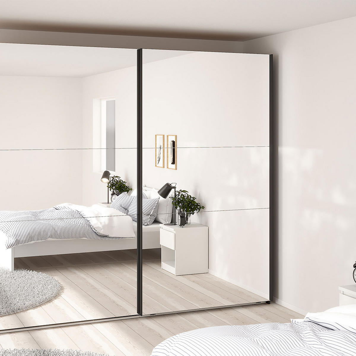 SCHIEBETÜRENSCHRANK, Como, Schwarz, Holzwerkstoff, 244 x 67 x 221 cm - Schwarz, Holzwerkstoff (244/221/67cm) - ebuy24