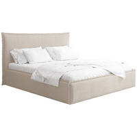 POLSTERBETT Pillow mit Bettkasten, Lattenrost & hohem Kopfteil in Beige Bouclé 120x200 cm - Beige/Birkefarben, Holz/Kunststoff (120/200cm) - WFL GROUP