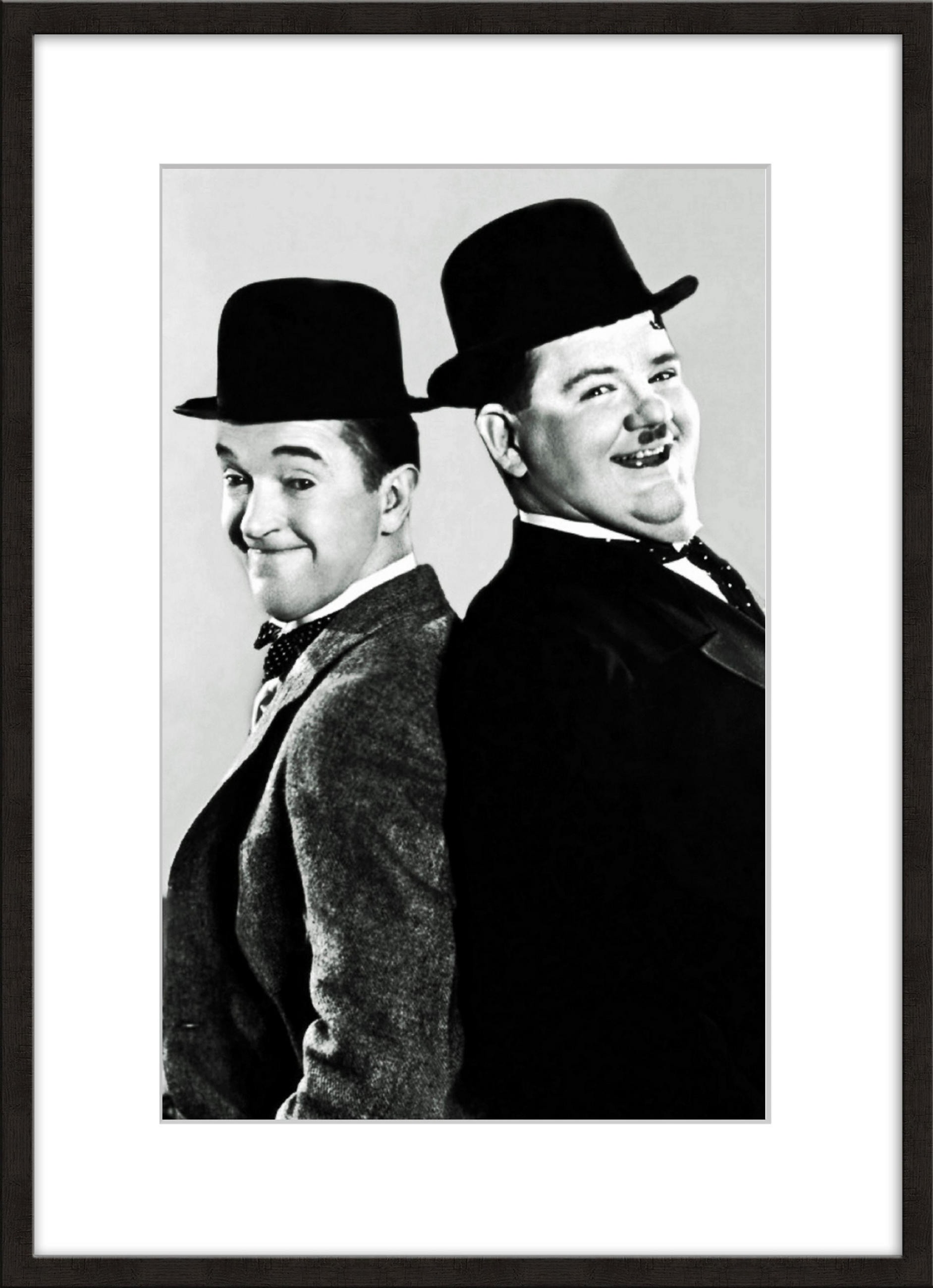 BILD mit Rahmen 51x71 cm Laurel & Hardy Schwarz-Weiß - Weiß, Holz (51/71cm) - artissimo