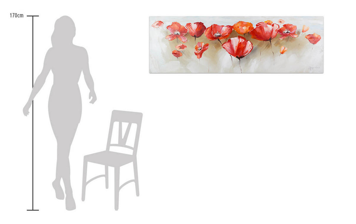 ÖLGEMÄLDE 150/50 cm - Rot, Holz/Textil (2/50cm) - KUNSTLOFT