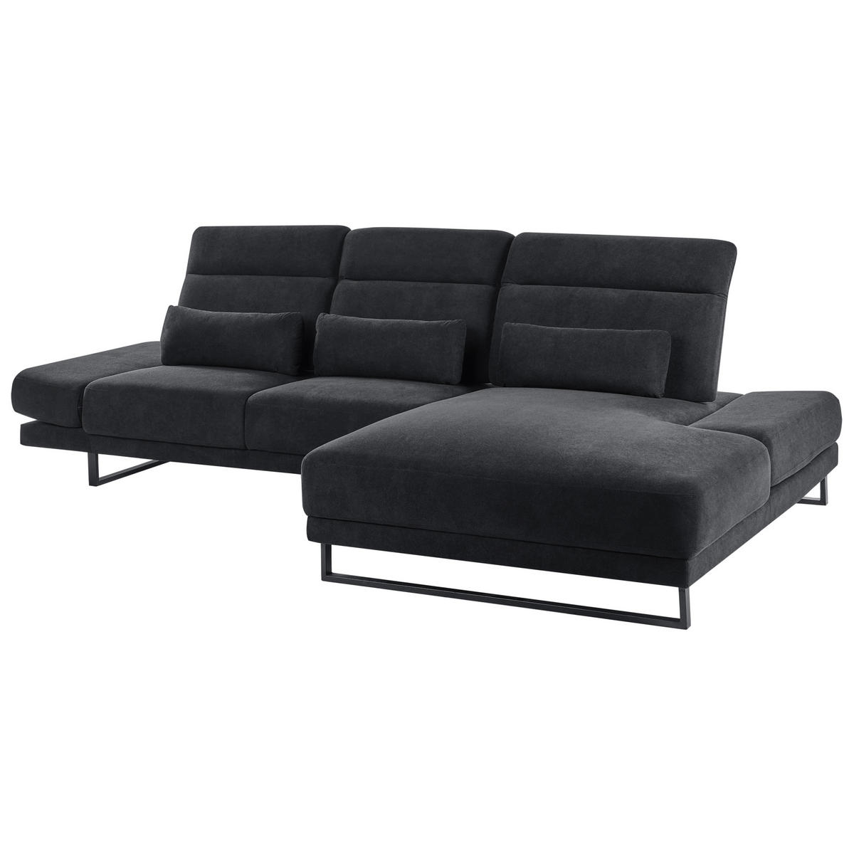 ECKSOFA 4-Sitzer Stoff Schwarz linksseitig Ikast - Schwarz, Textil (320/214cm) - Beliani