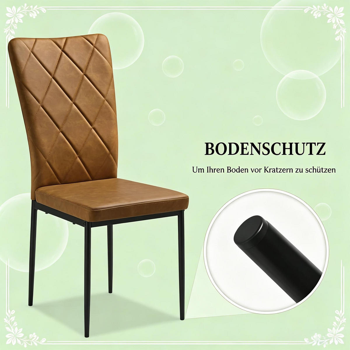 STUHL-SET DE-36120 4 Stück mit Kunstlederbezug Braun - Braun, Metall (42.5/94.5/40cm) - ComfortXL