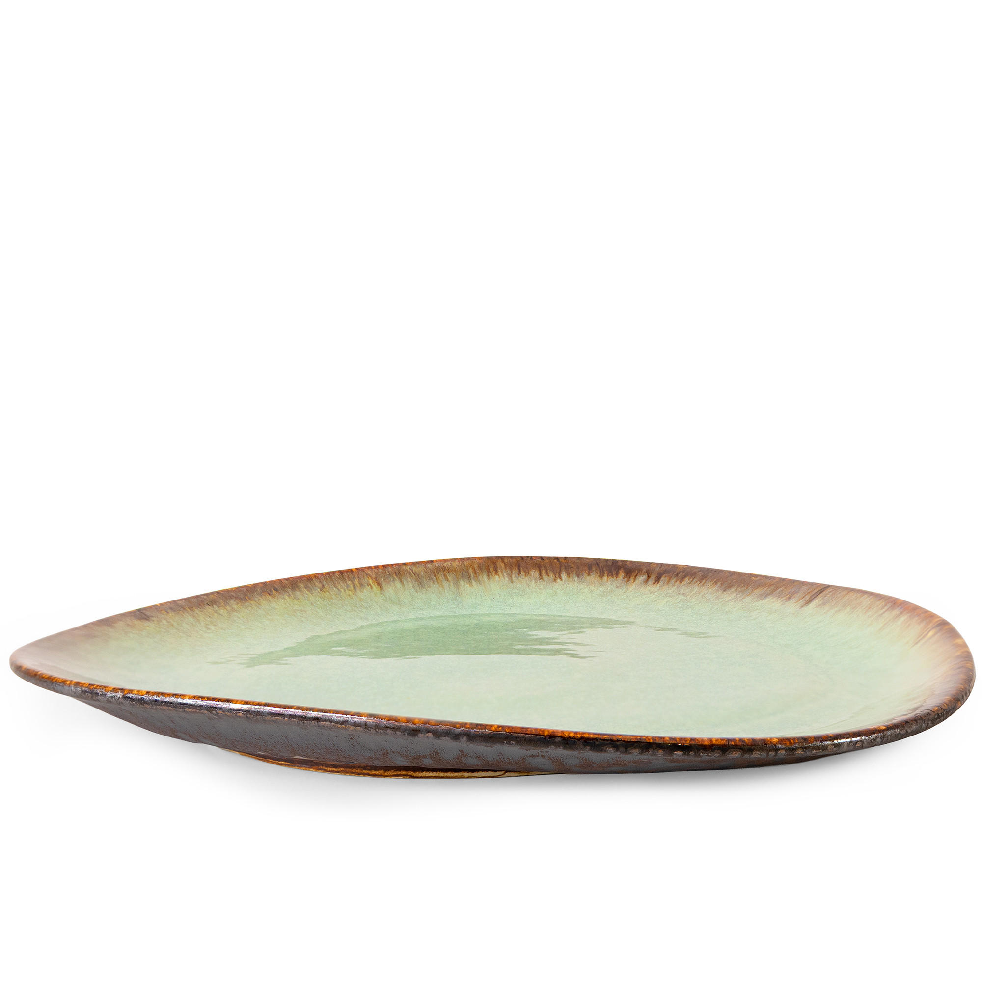 FLACHER TELLER PRIMA, Salbeigrün - Salbeigrün, Keramik (36/37/3cm) - KONSIMO®