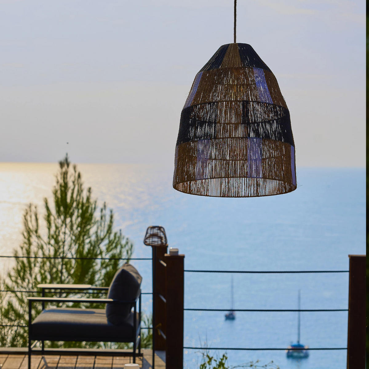 ZAHARA D50CM 5M netzbetriebene Pendelleuchte - Beige, Naturmaterialien (50/50/58cm) - Lumisky